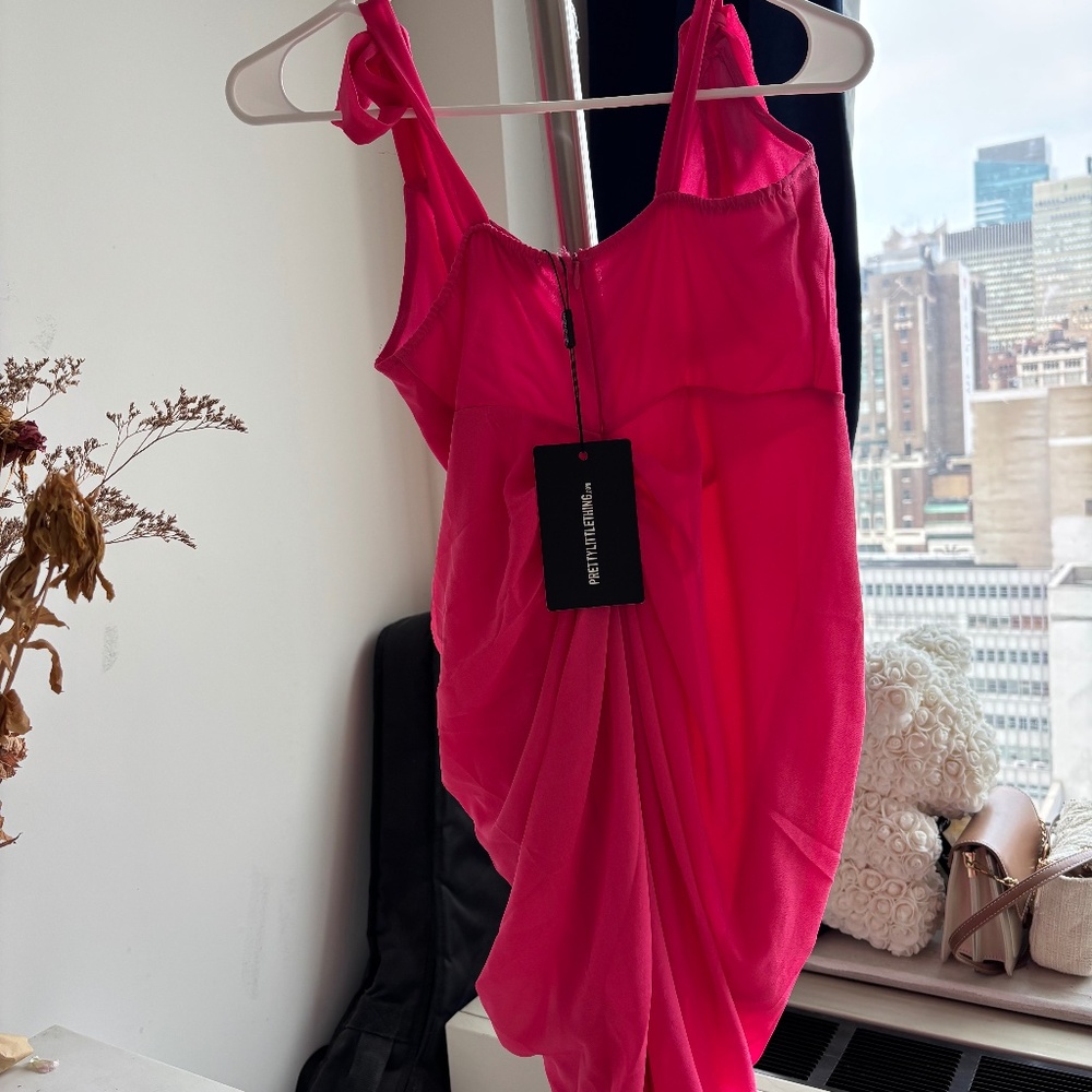 PLT Draped Pink Midi Dress